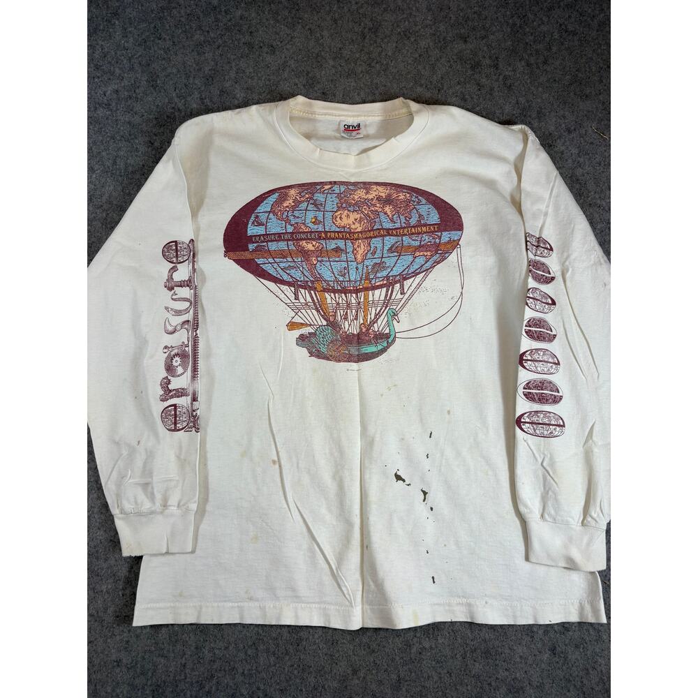 Vintage 90s Erasure Phantasmagorical Concert Tour Shirt Men White Long Sleeve XL